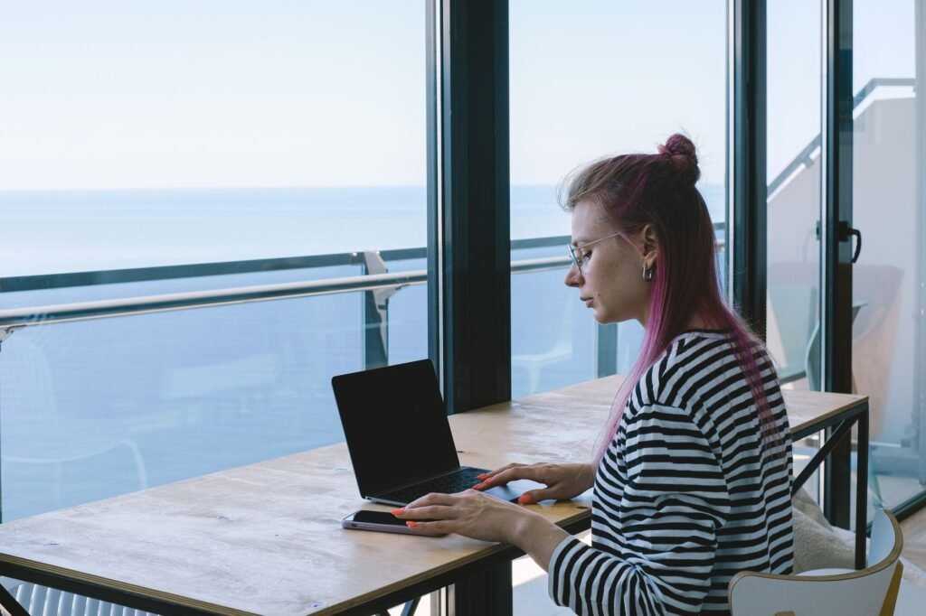 A freelancer working at a desk
